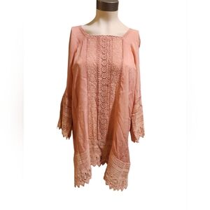Johnny Was Pink Lace Tunic Top